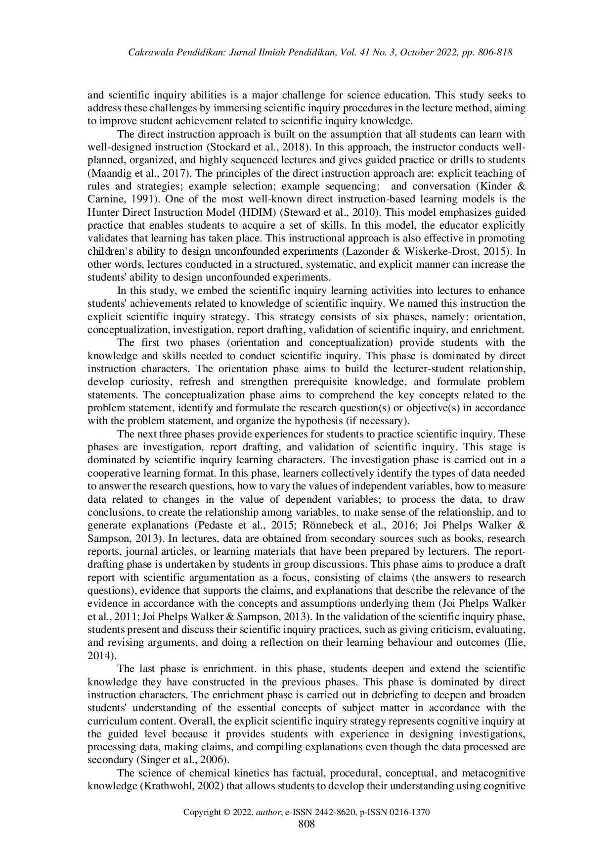 juris Investigating the immersion of inquiry in lecture in improving students understanding about scientific inquiry