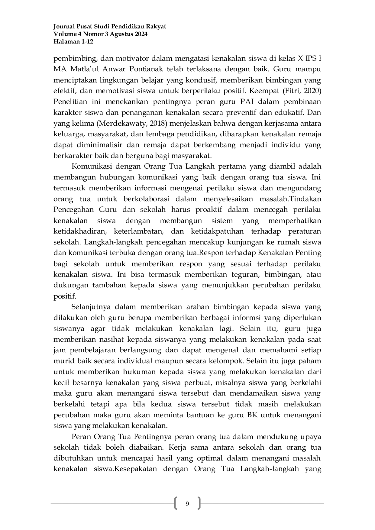 JURIS Peran Guru dalam Mencengah Kenakalan Siswa SMA