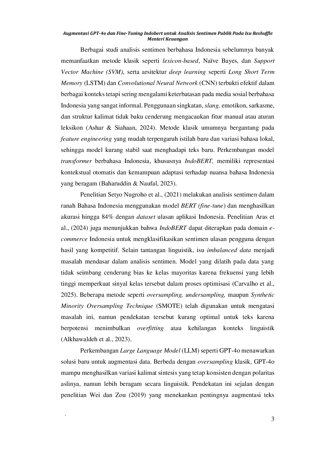 JURIS Augmentasi Gpt 4O Dan Fine Tuning Indobert Untuk Analisis Sentimen Publik Pada Isu Reshuffle Menteri Keuangan