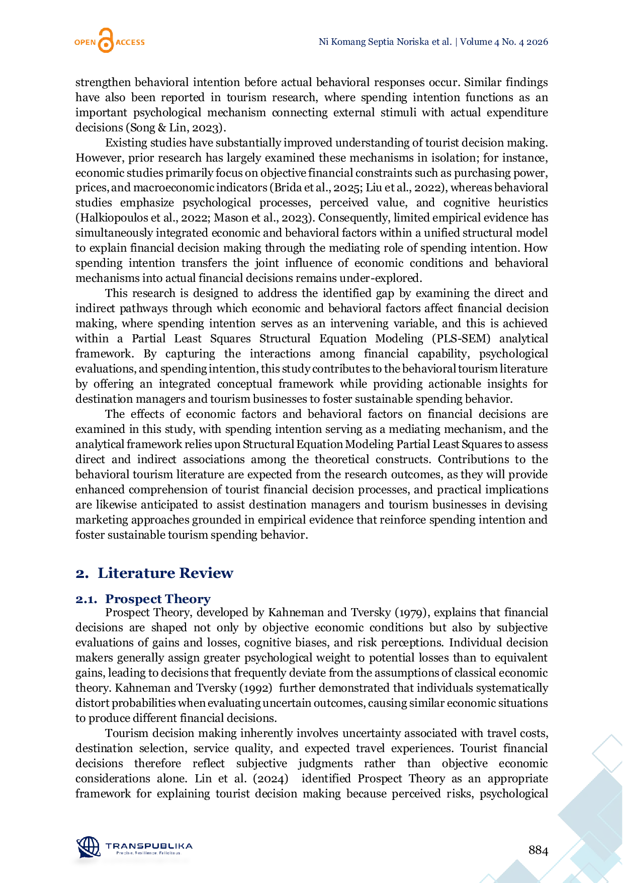 JURIS Economic and Behavioral Determinants of Financial Decision Making in Tourism through Spending Intention