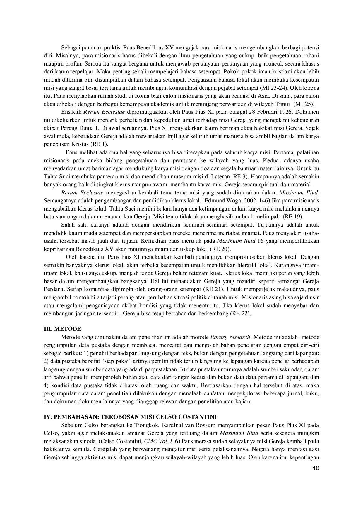 JURIS CELSO COSTANTINI DAN MISI DI TIONGKOK Sebuah Pergulatan Menjalankan Misi Yang Kontekstual