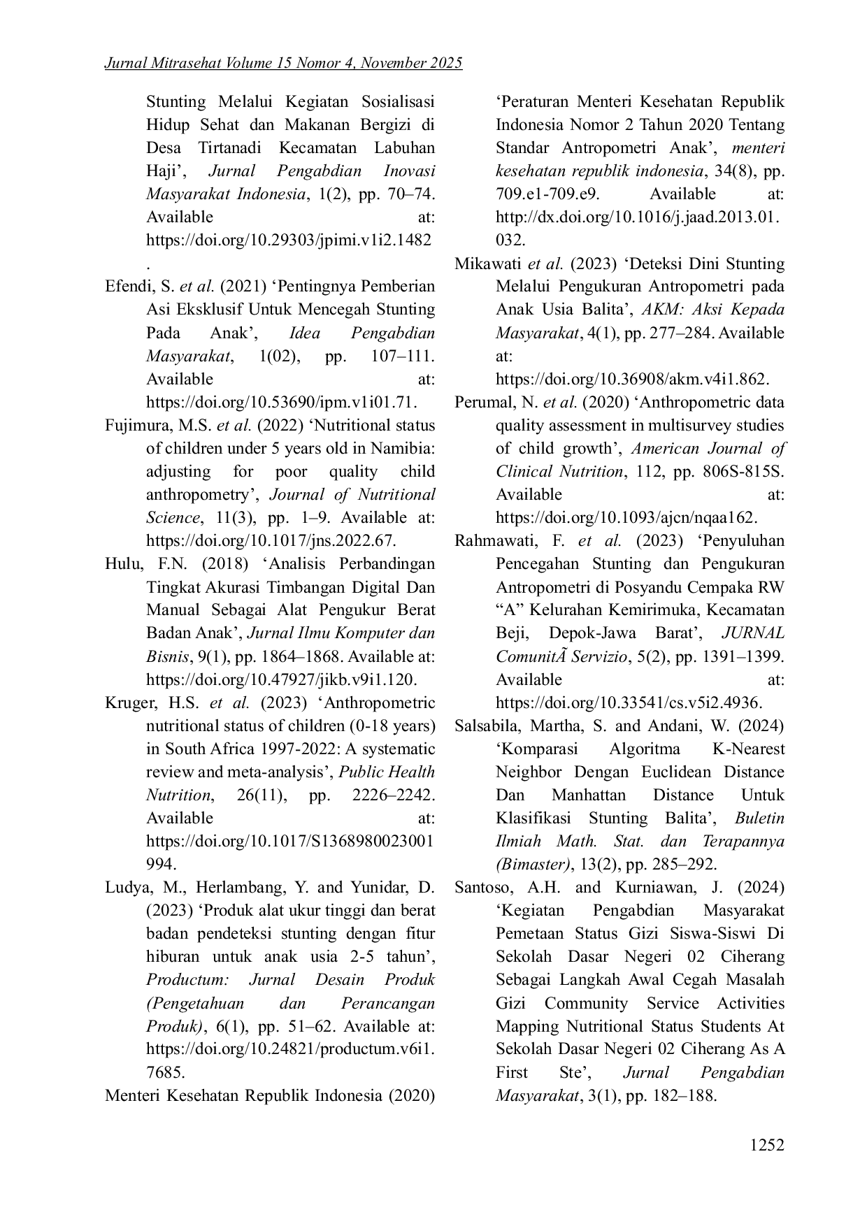 JURIS Literature Review Pemeriksaan Antropometri dalam Mengidentifikasi Kejadian Stunting pada Anak