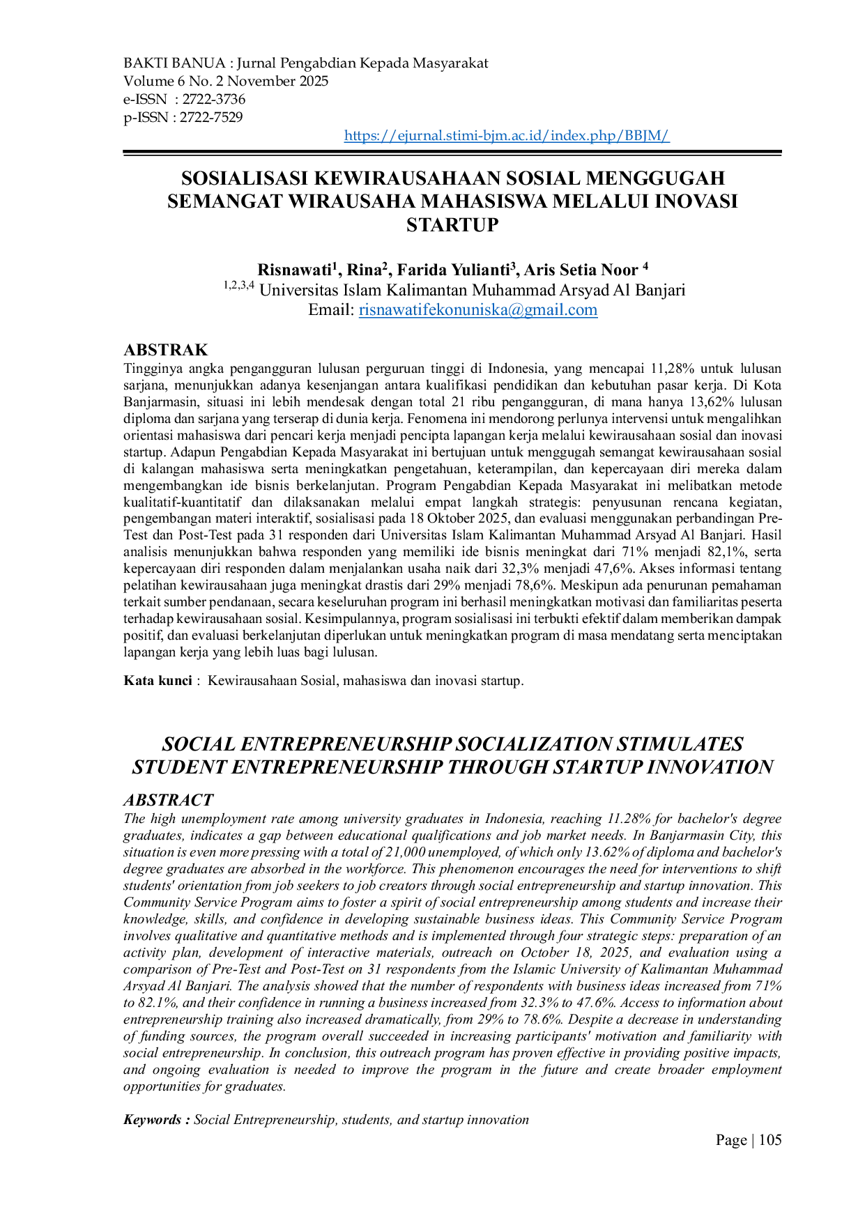 JURIS Sosialisasi Kewirausahaan Sosial Menggugah Semangat Wirausaha Mahasiswa Melalui Inovasi Startup