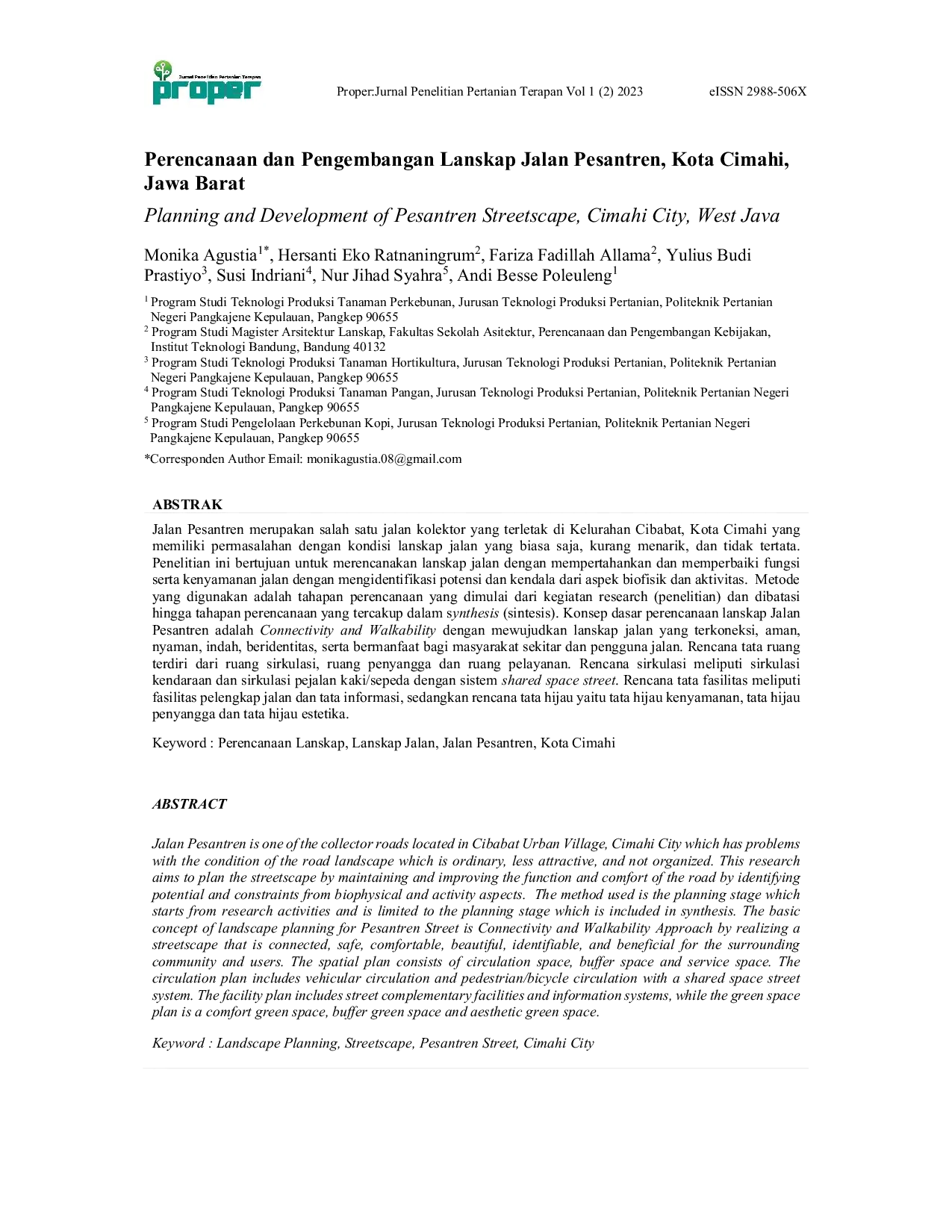 JURIS Planning and Development of Pesantren Streetscape Cimahi City West Java