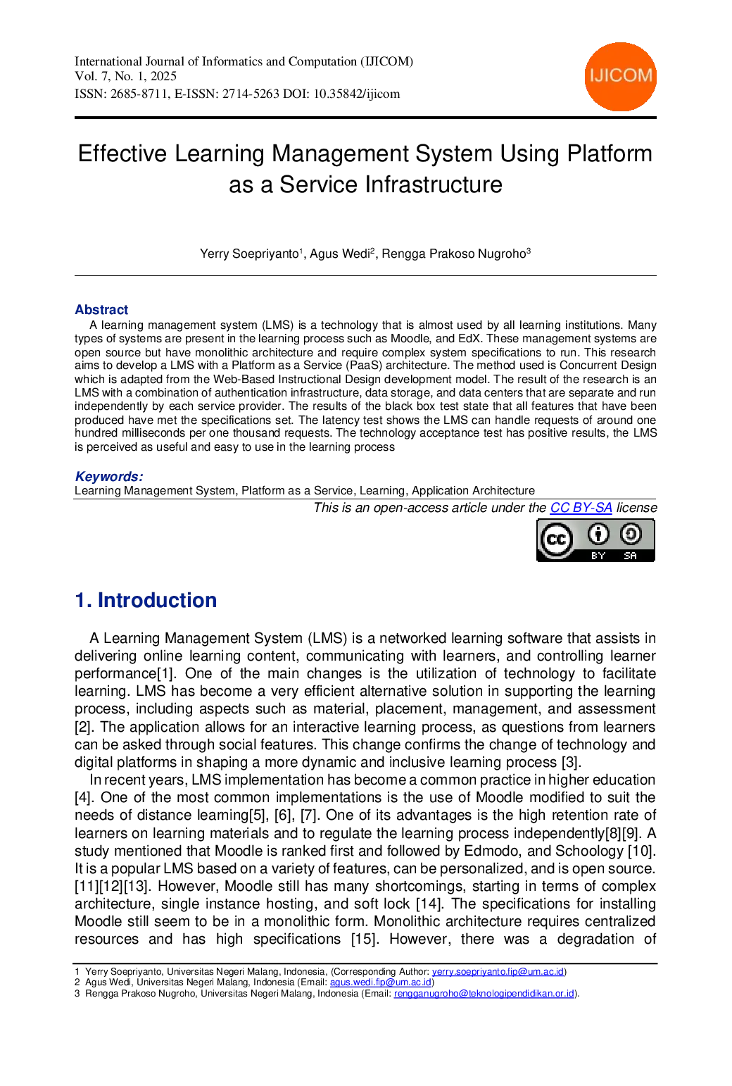 JURIS Effective Learning Management System Using Platform as a Service Infrastructure