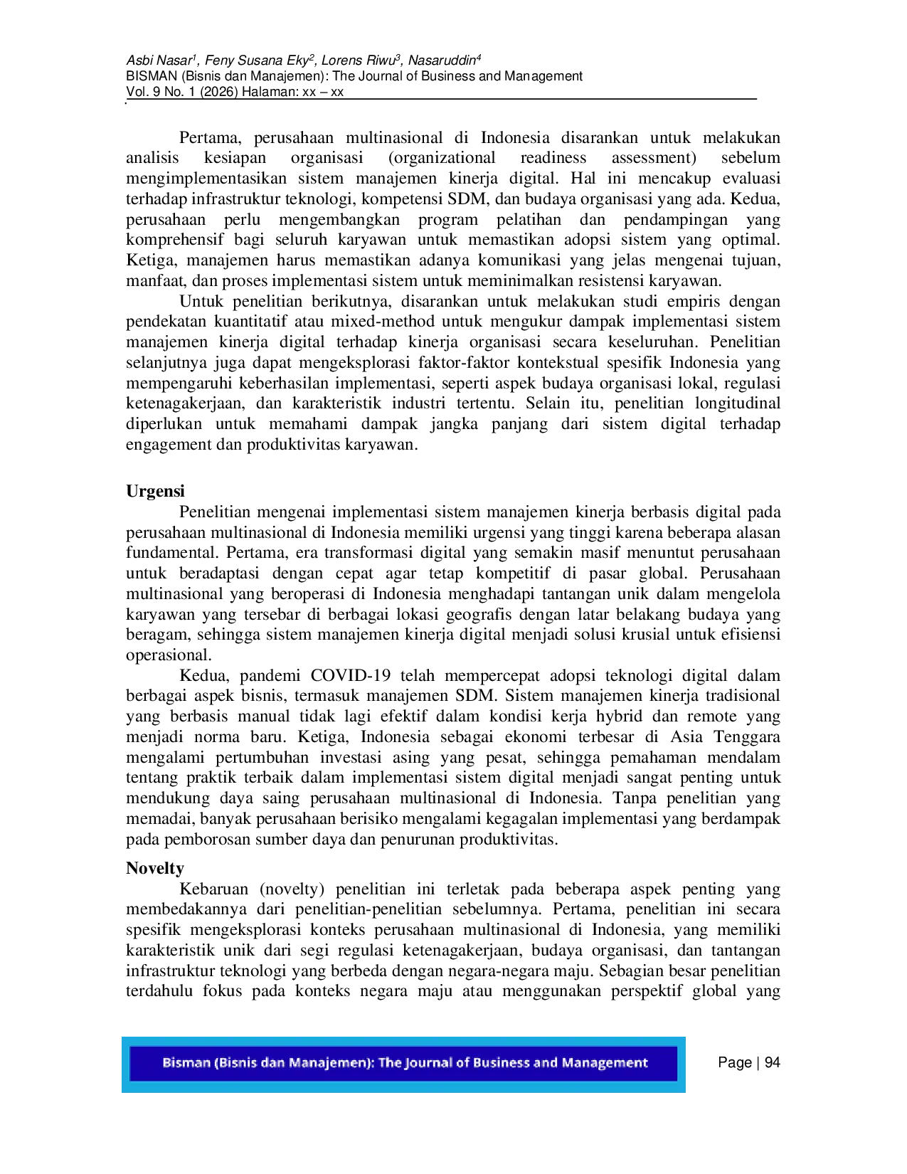 JURIS Implementasi Sistem Manajemen Kinerja Berbasis Digital pada Perusahaan Multinasional di Indonesia Studi Kepustakaan