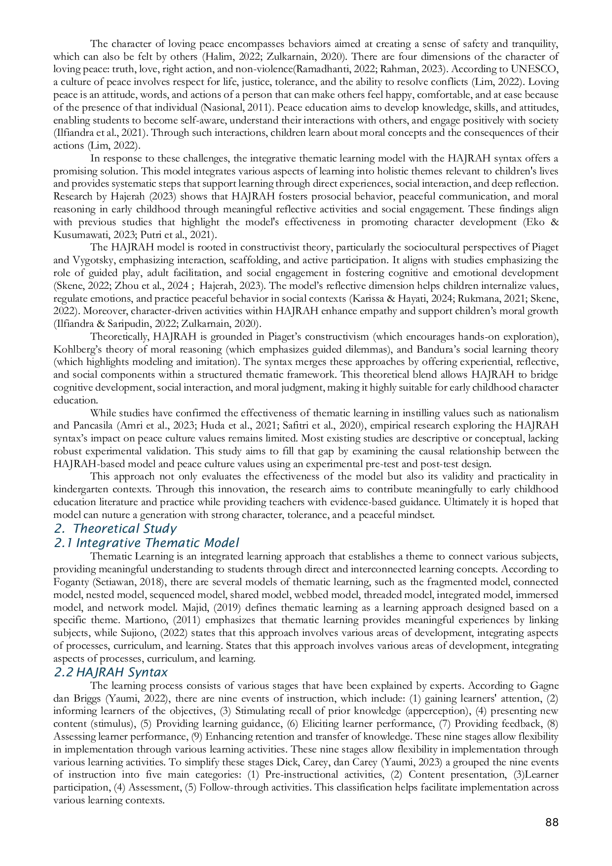 JURIS The Integrative Thematic Model with HAJRAH Syntax on Children s Peace Culture Value in Early Childhood Education in Makassar Indonesia