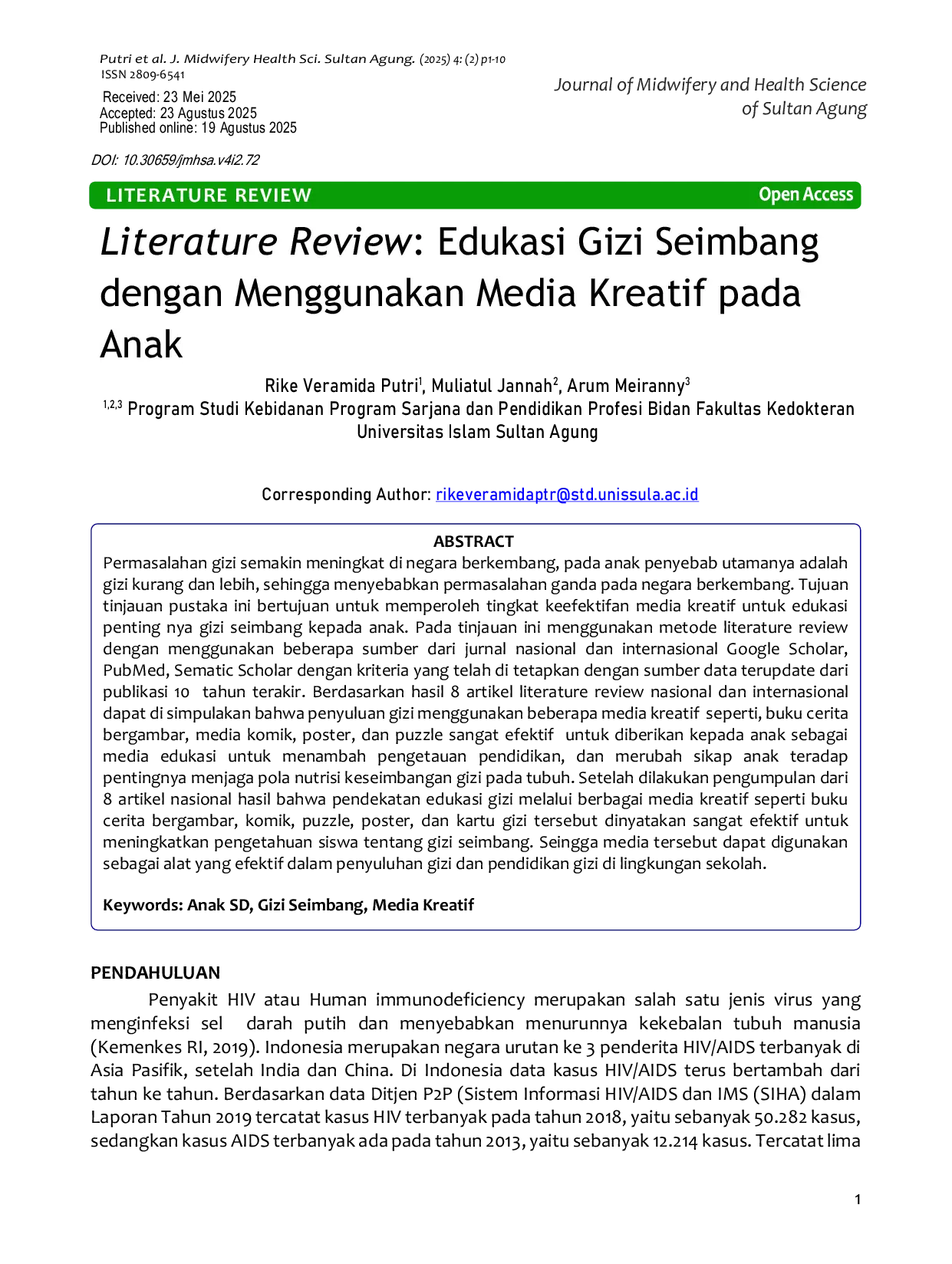 JURIS Literature Review Edukasi Gizi Seimbang Dengan Menggunakan Media Kreatif Pada Anak