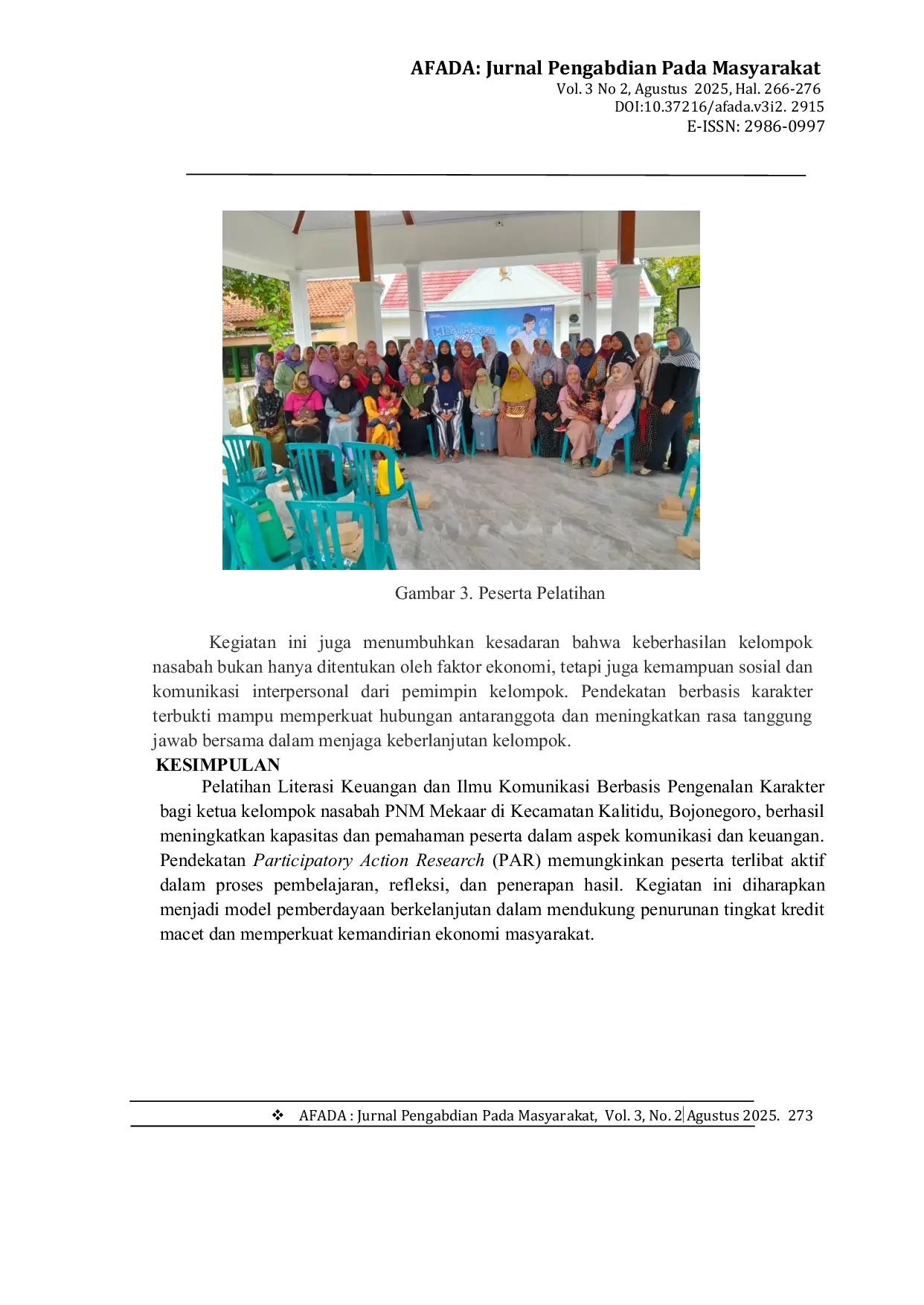 JURIS Penguatan Kapasitas Ketua Kelompok Nasabah PNM Melalui Pelatihan Literasi Keuangan dan Ilmu Komunikasi Berbasis Pengenalan Karakter