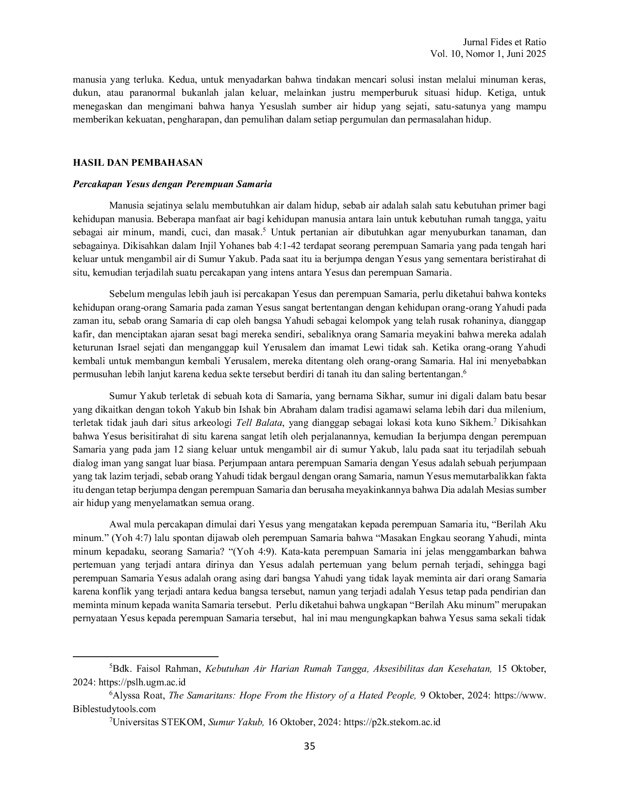 JURIS YESUS SEBAGAI AIR HIDUP DAN IMPLIKASINYA BAGI UMAT BERIMAN Yoh 4 1 26