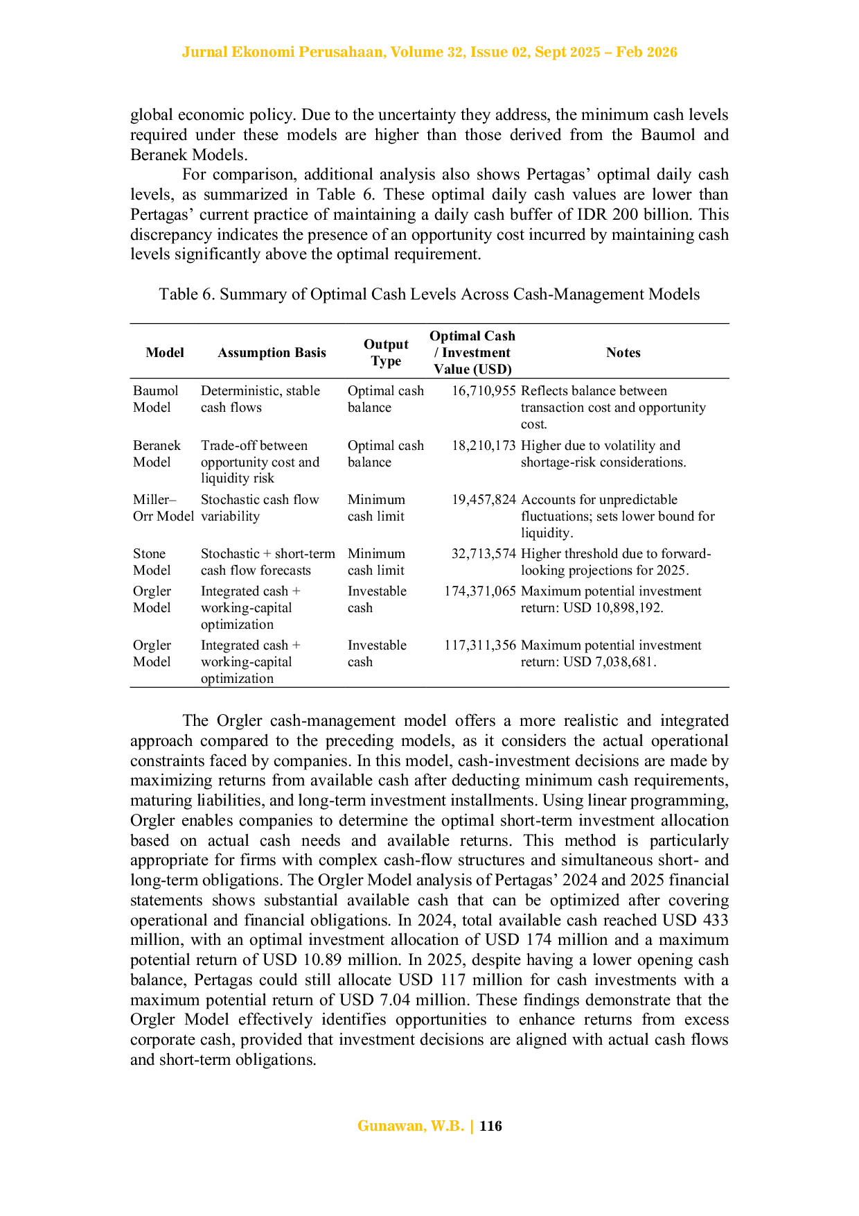 JURIS Cash optimization with cash management model approach The case of PT Pertamina Gas Pertagas