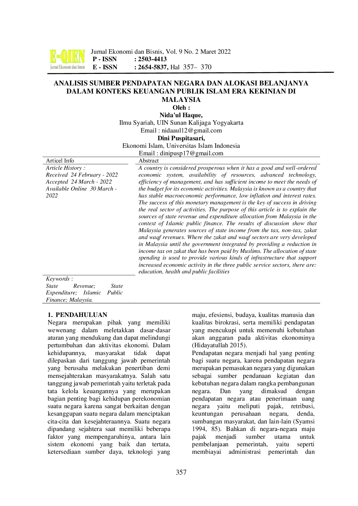 JURIS ANALISIS SUMBER PENDAPATAN NEGARA DAN ALOKASI BELANJANYA DALAM KONTEKS KEUANGAN PUBLIK ISLAM ERA KEKINIAN DI MALAYSIA Analisis Sumber Pendapatan Negara Dan Alokasi Belanjanya Dalam Konteks Keuangan P
