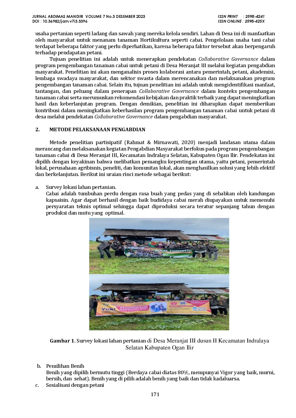 juris Collaborative Governance Dalam Program Pengembangan Tanaman Cabai Untuk Petani Di Desa Meranjat III Kecamatan Indralaya Selatan Kabupaten Ogan Ilir