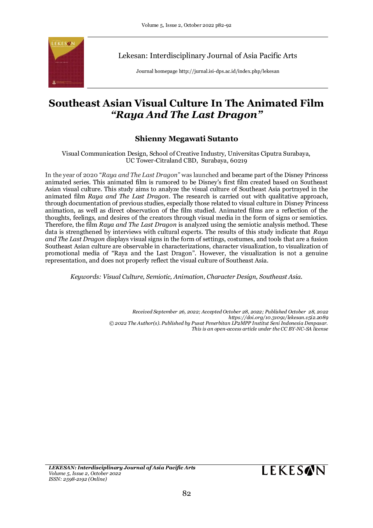 JURIS Southeast Asian Visual Culture In The Animated Film Raya And The Last Dragon