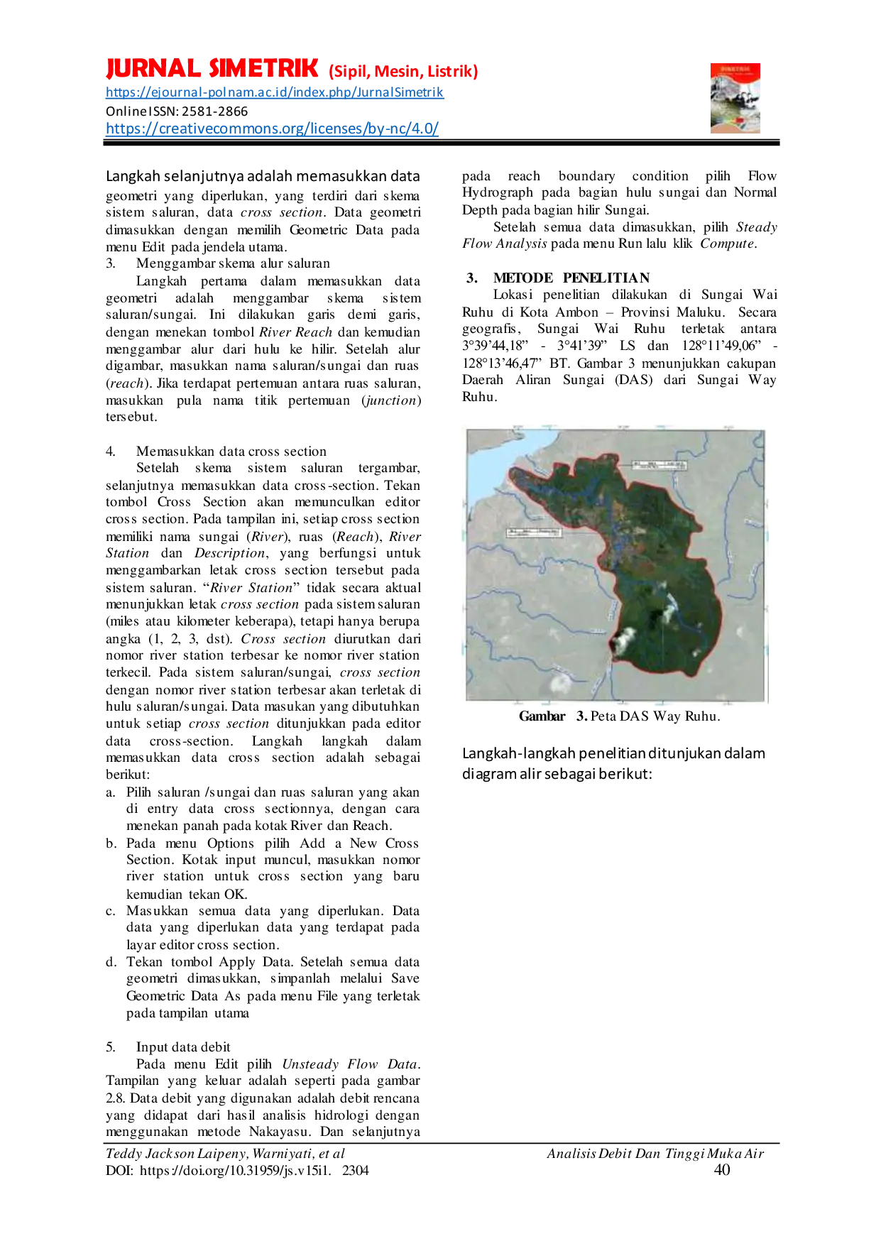 JURIS Analisis Debit dan Tinggi Muka Air Banjir Sungai Way Ruhu Kota Ambon