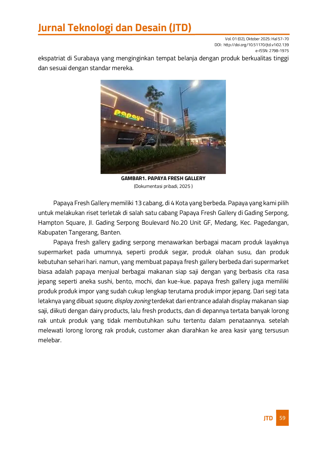 JURIS Analisis Tata Letak Rak dan Display pada Papaya Fresh Gallery