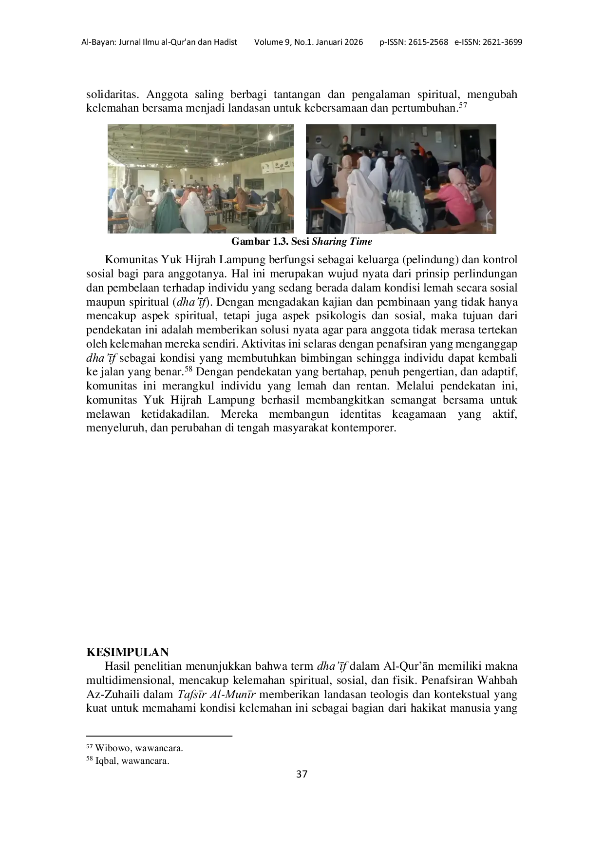 JURIS Term Dha if Dalam Tafsir Al Munir Karya Wahbah Az Zuhaili Studi Kasus Komunitas Yuk Hijrah Lampung