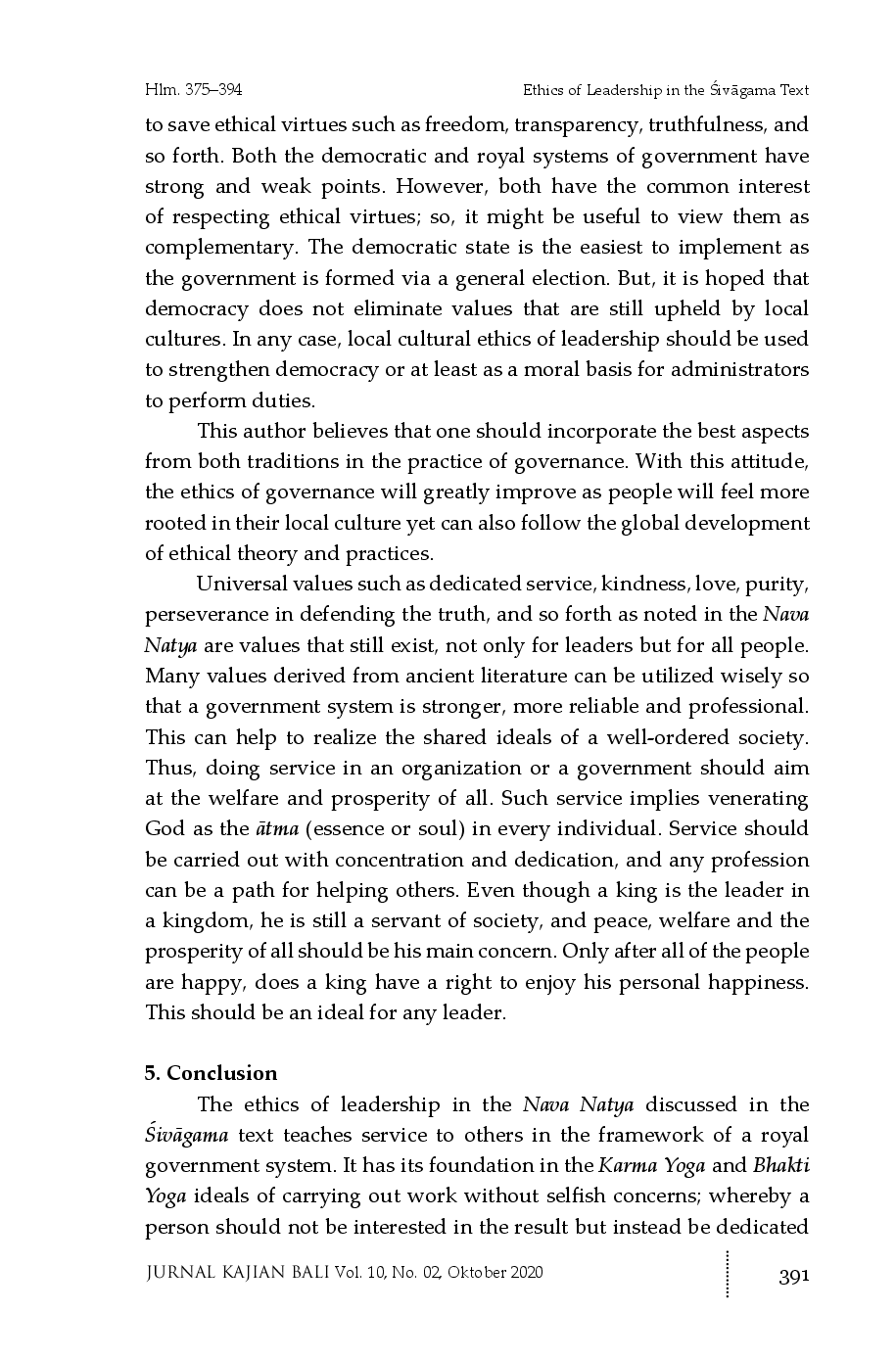 juris Ethics of Leadership in Sivagama Text