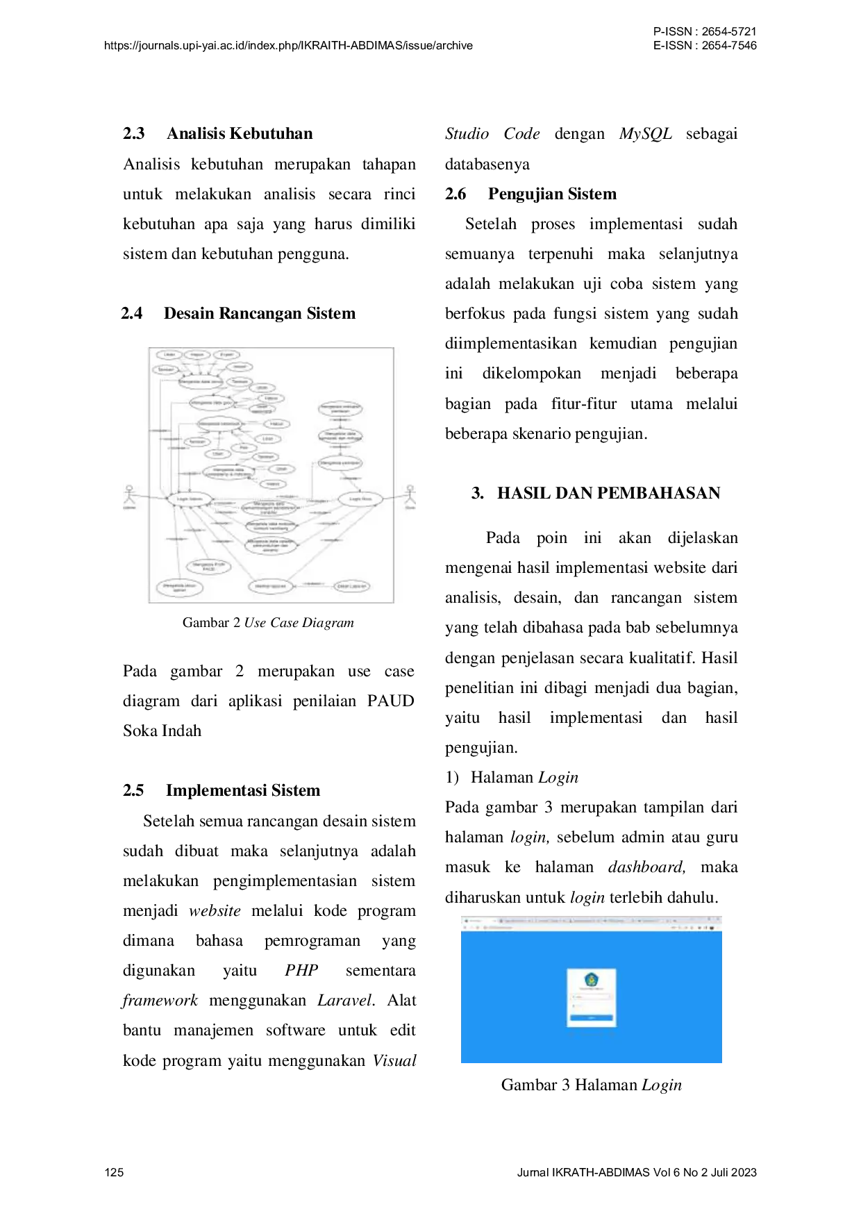 JURIS Rancang Bangun Penilaian Hasil Belajar Anak pada PAUD Soka Indah Berbasis Website