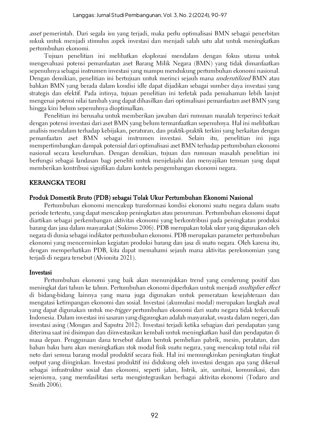 JURIS Optimalisasi Barang Milik Negara Idle sebagai Underlying Asset Sukuk Murabahah untuk Mendorong Pertumbuhan Ekonomi Indonesia