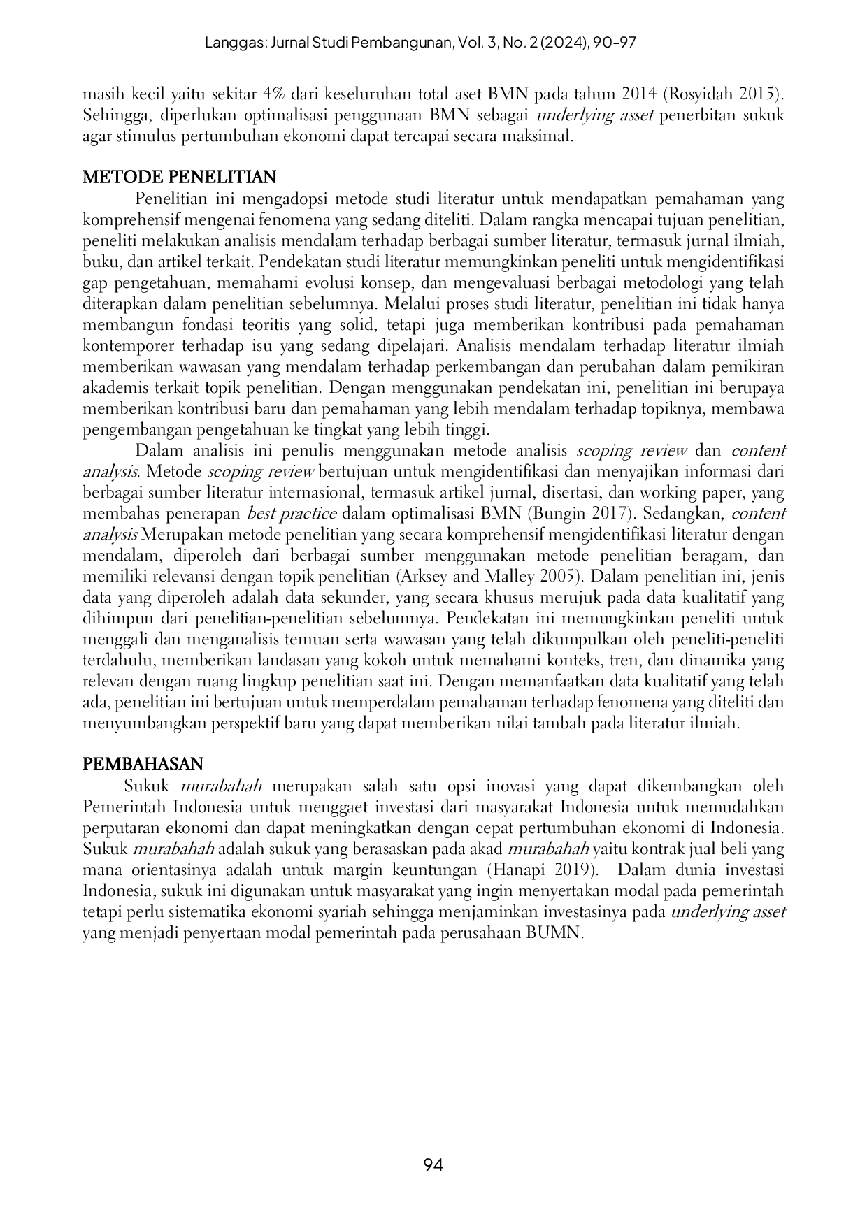 JURIS Optimalisasi Barang Milik Negara Idle sebagai Underlying Asset Sukuk Murabahah untuk Mendorong Pertumbuhan Ekonomi Indonesia