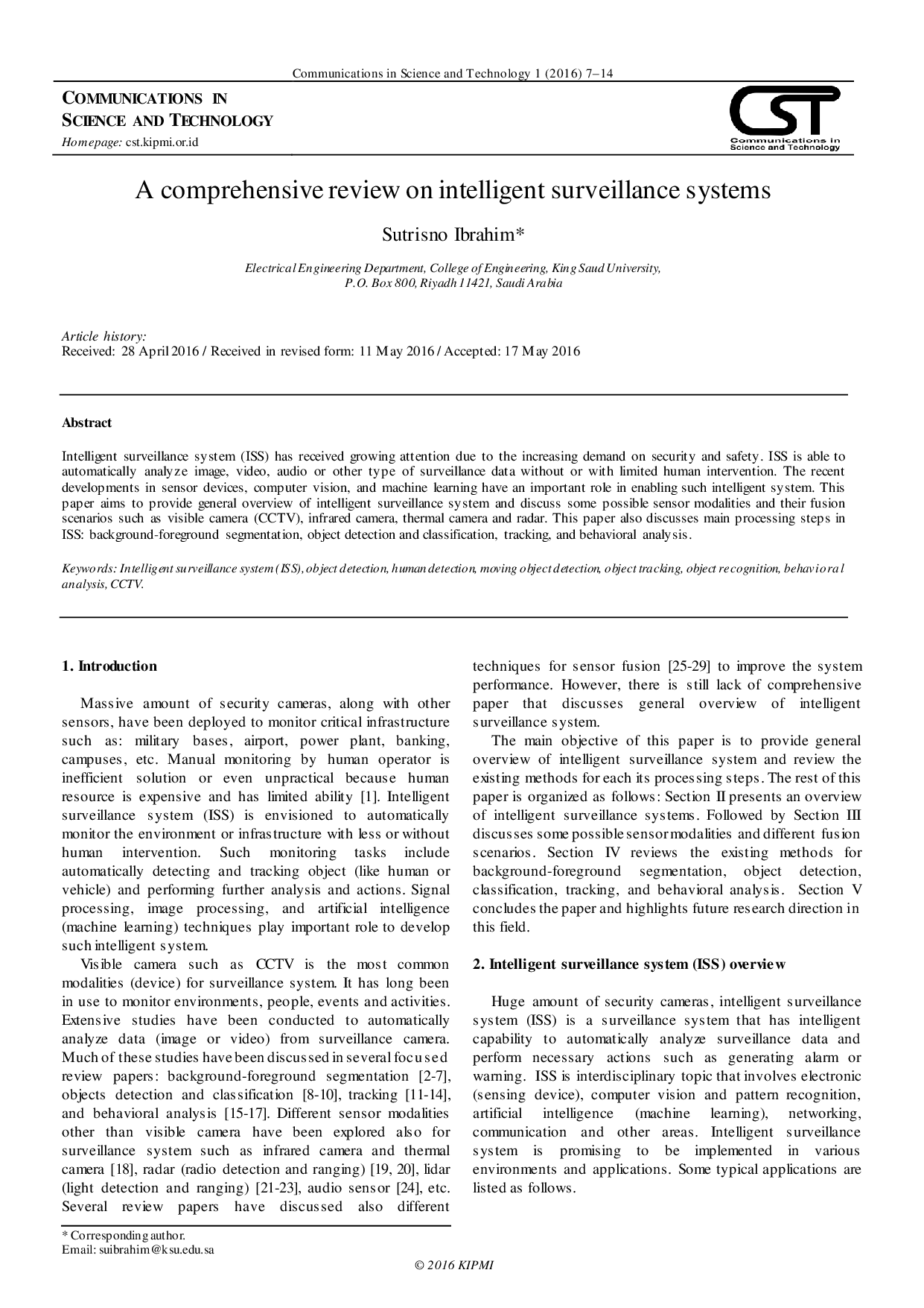 JURIS A comprehensive review on intelligent surveillance systems