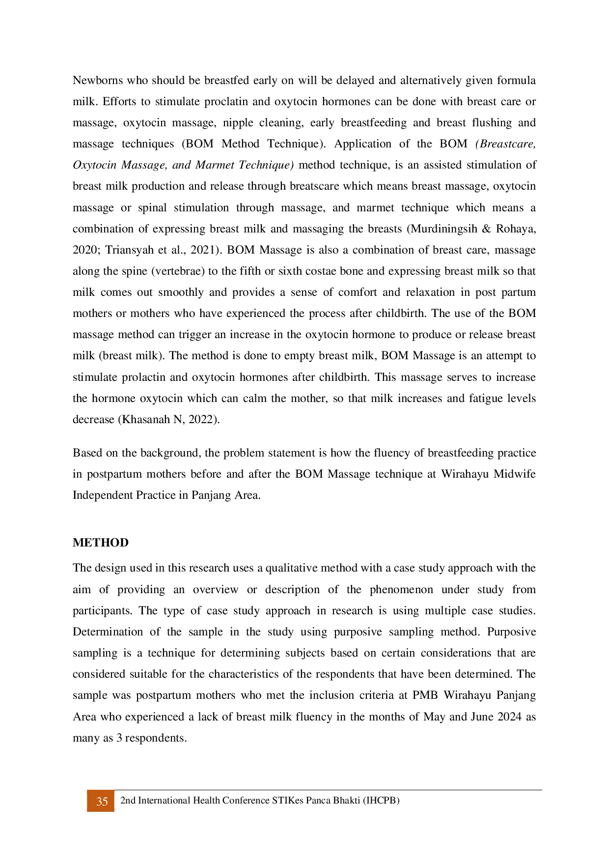 JURIS Nursing Care for Post Partum Mother Using Massage BOM Therapy for The Flowness of Breast Milk at Midwife Independent Practice Wirahayu Panjang