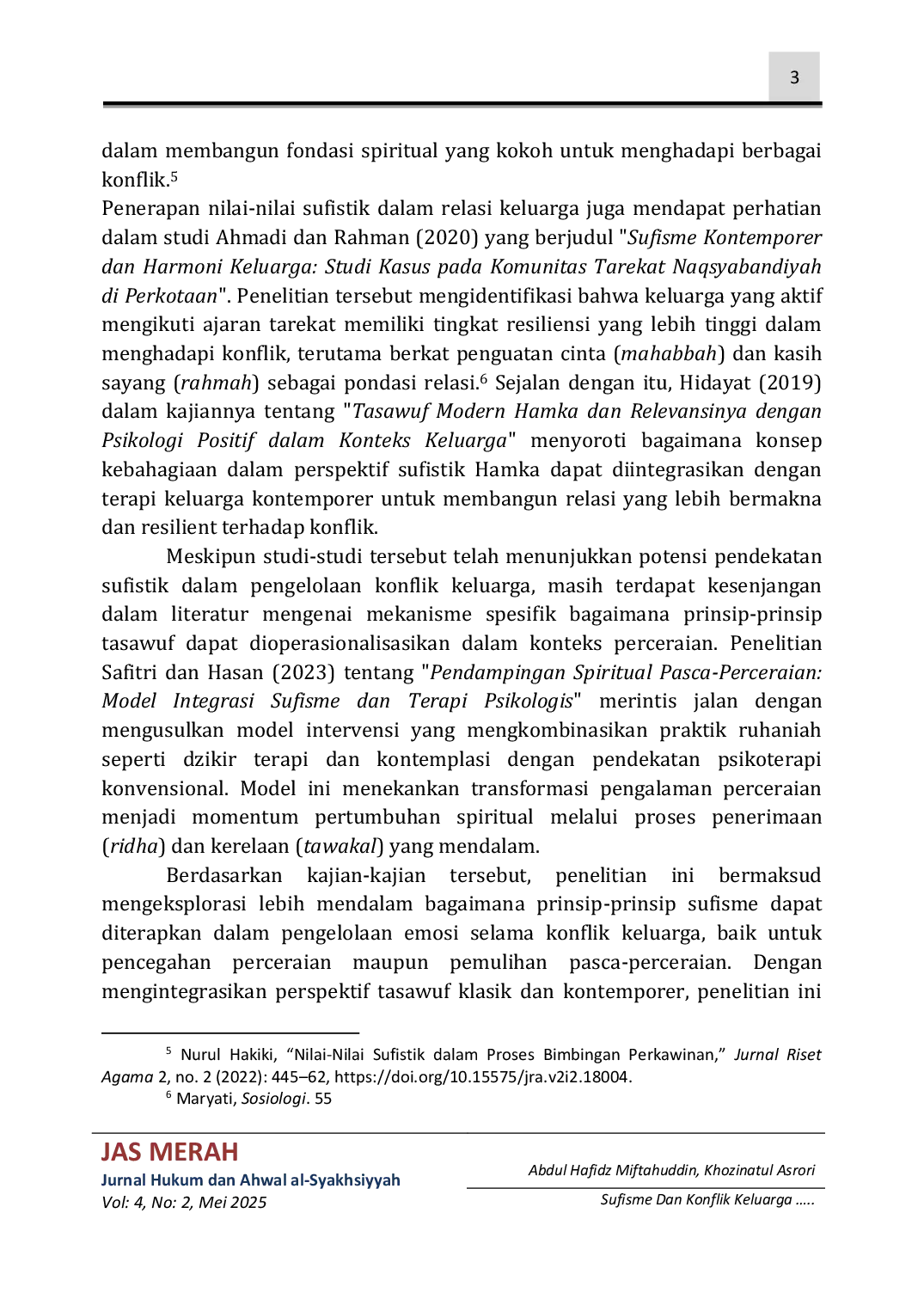 JURIS Sufisme Dan Konflik Keluarga Perspektif Emosi Cinta Dan Penanganan Perceraan
