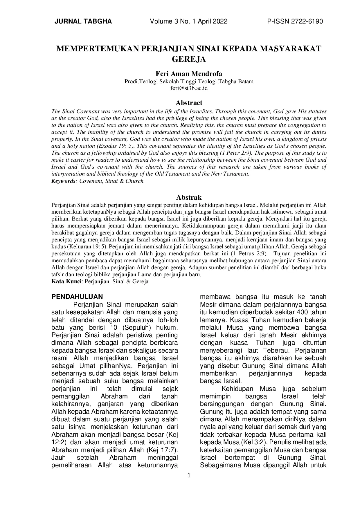JURIS Mempertemukan Perjanjian Sinai Kepada Masyarakat Gereja