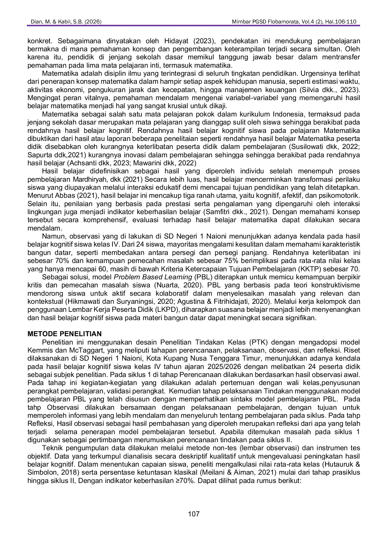 JURIS Implementasi Model Problem Based Learning PBL Untuk Meningkatkan Hasil Belajar Kognitif Materi Bangun Datar Pada Siswa Kelas IV SD