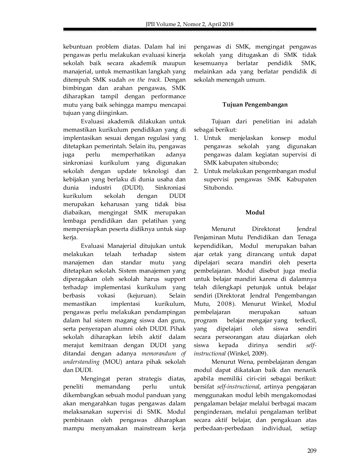 JURIS Pengembangan Modul Supervisi Bagi Pengawas SMK Kabupaten Situbondo