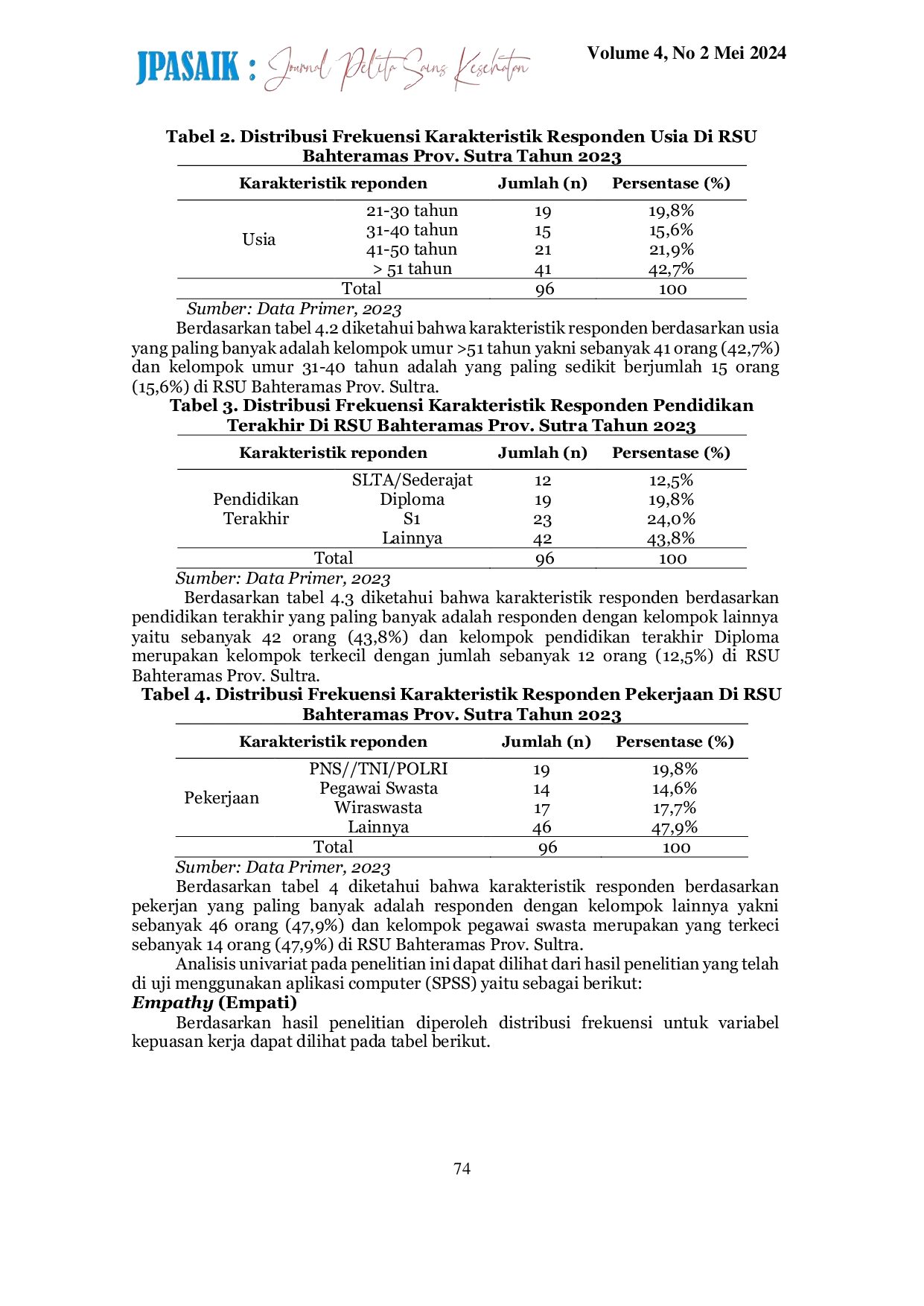 JURIS Pengaruh Mutu Pelayanan Terhadap Minat Kunjungan Ulang Rawat Jalan Di Poli Saraf Rumah Sakit Umum Bahteramas Provinsi Sulawesi Tenggara Tahun 2023