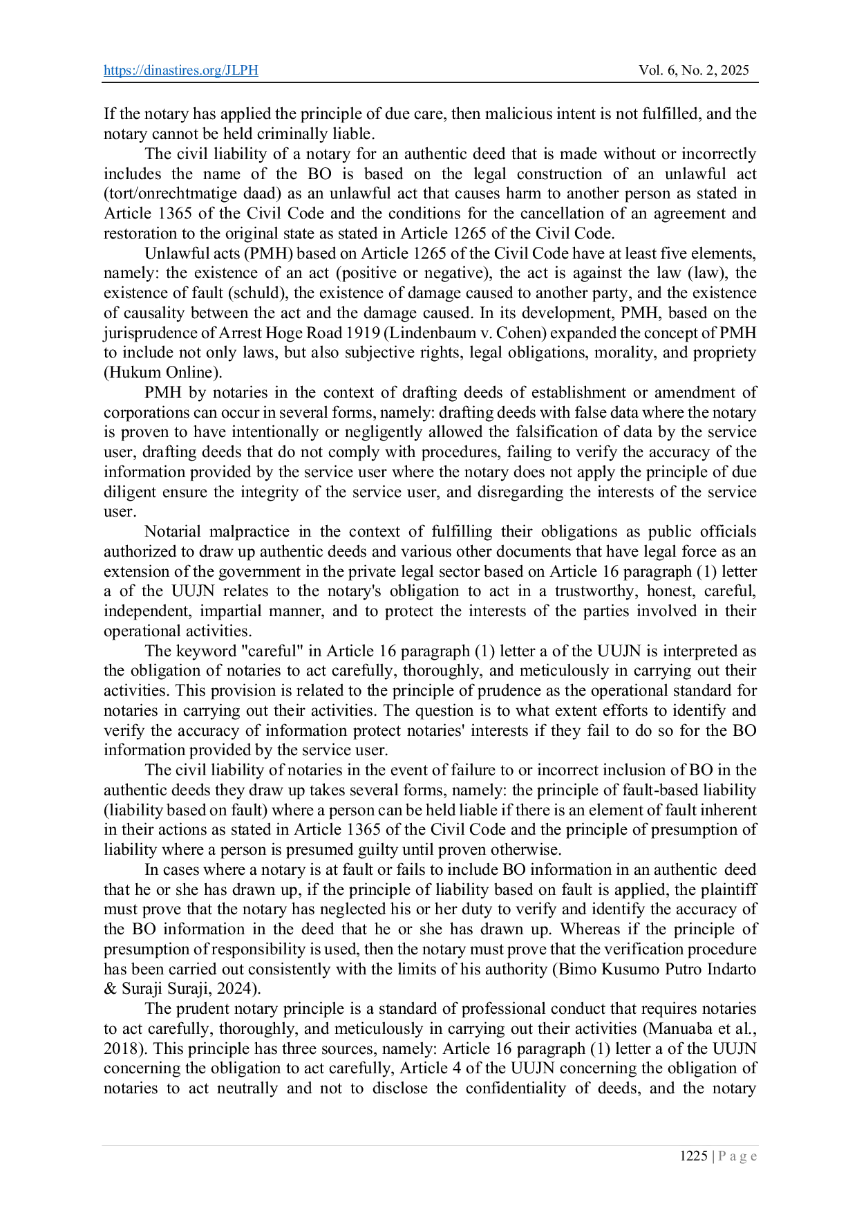 JURIS The Principle of Prudence and Legal Responsibility of Notaries in Beneficial Ownership Verification