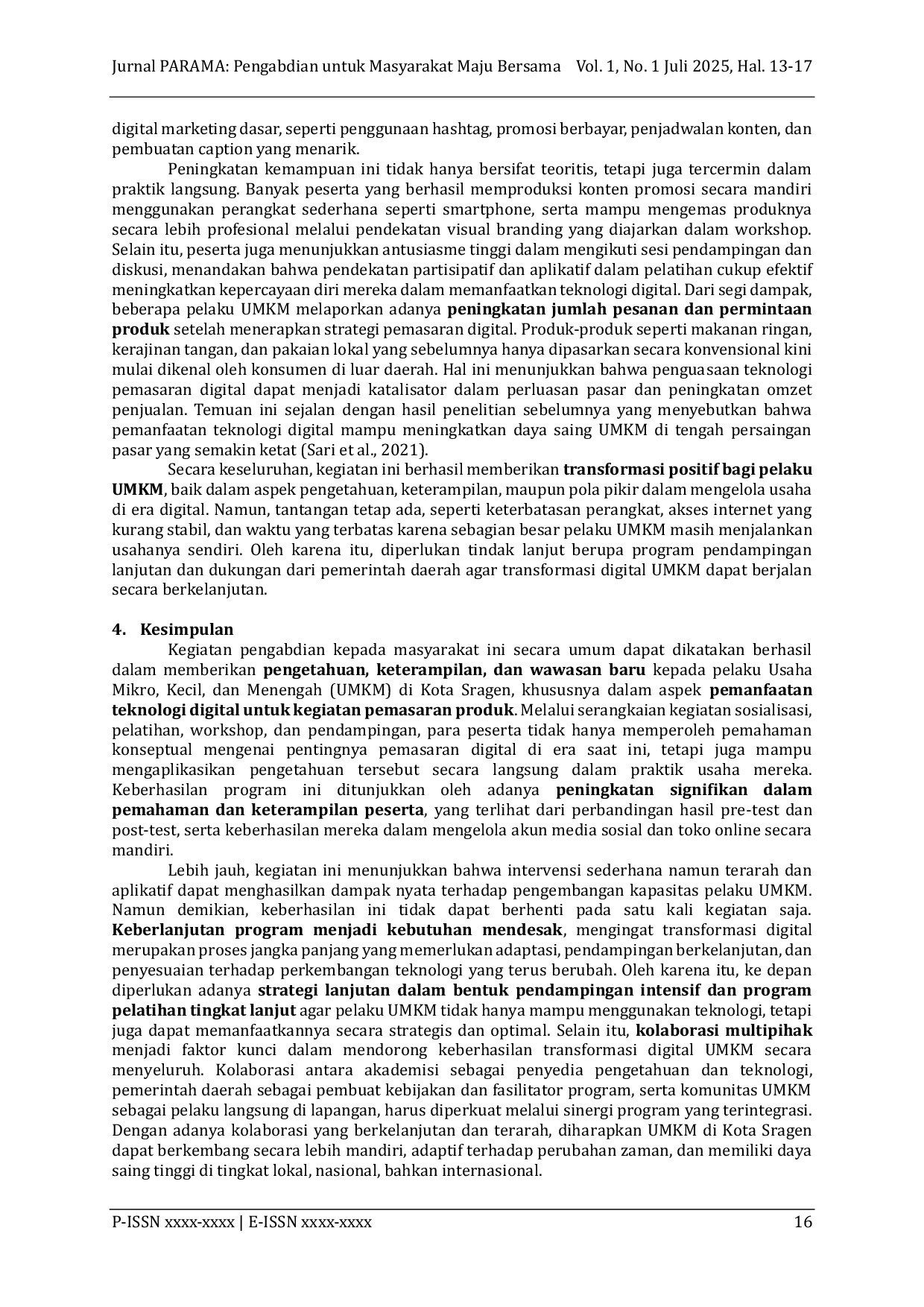 JURIS Pengembangan Teknologi Untuk Marketing Produk Umkm di Kota Sragen