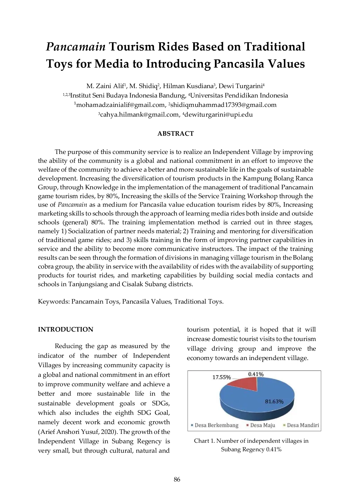 JURIS Pancamain Tourism Rides Based on Traditional Toys for Media to Introducing Pancasila Values