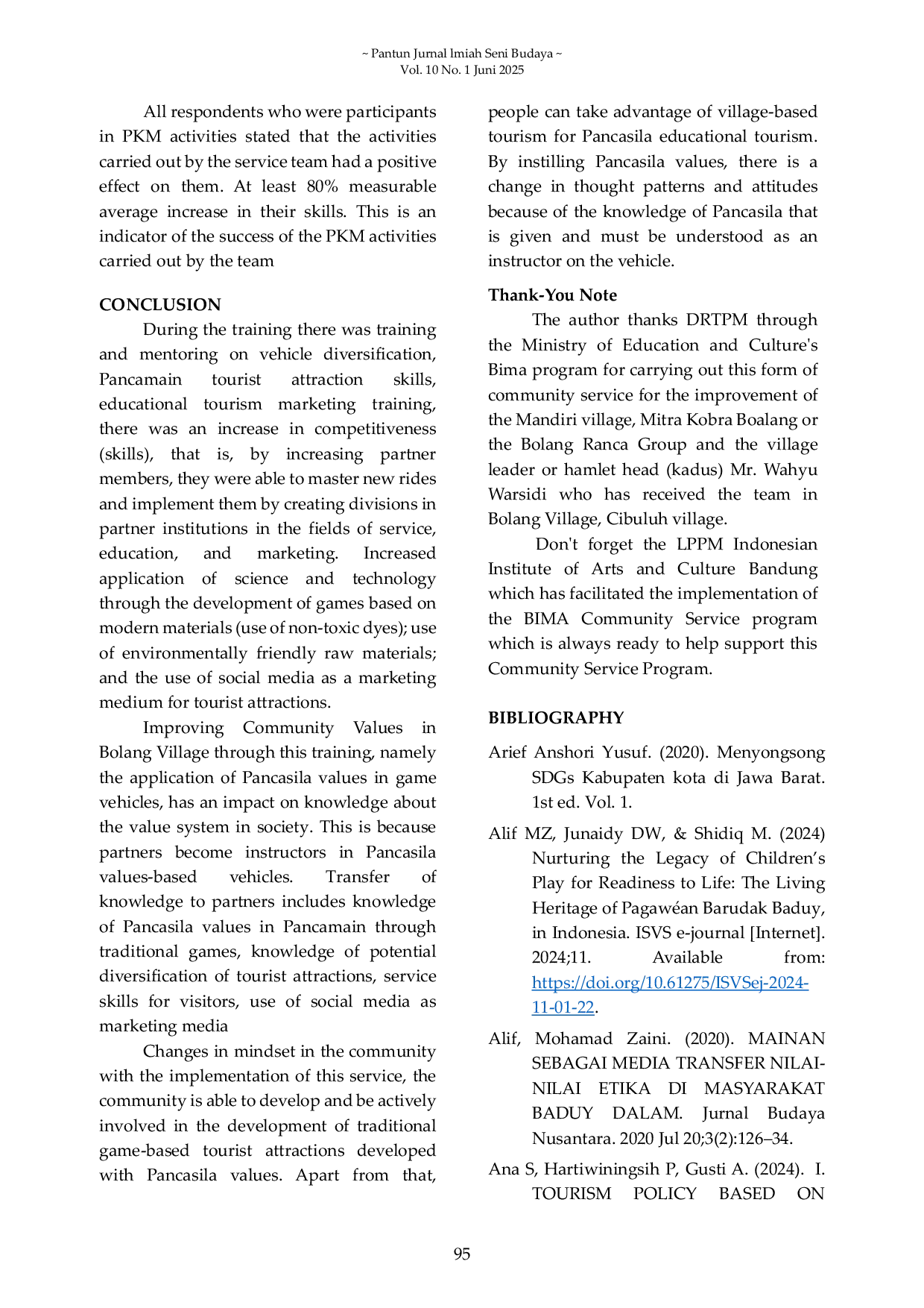 JURIS Pancamain Tourism Rides Based on Traditional Toys for Media to Introducing Pancasila Values