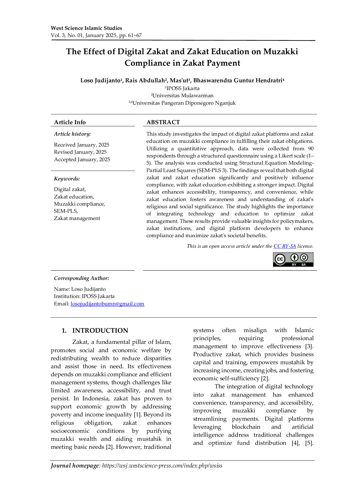 JURIS The Effect of Digital Zakat and Zakat Education on Muzakki Compliance in Zakat Payment