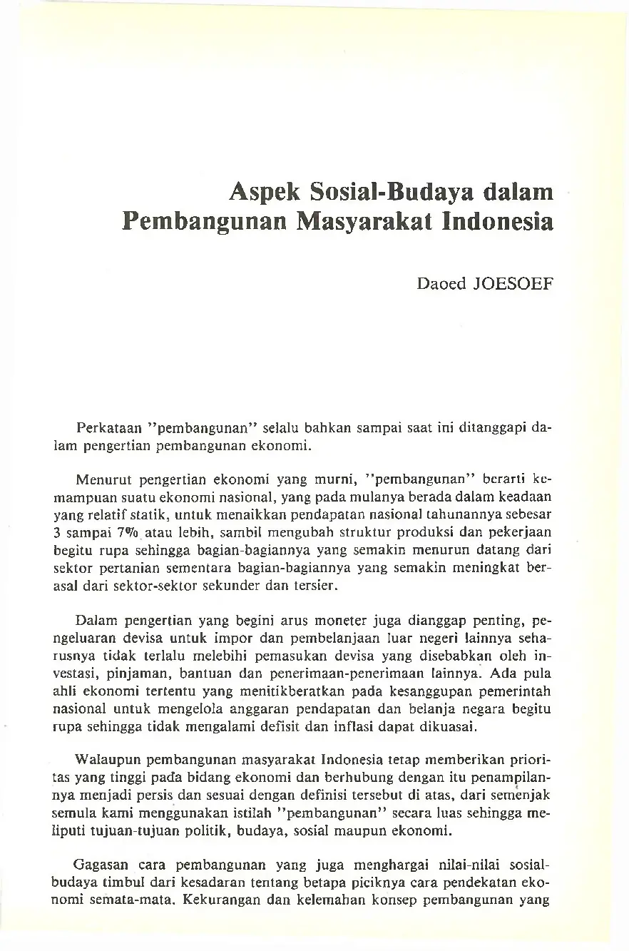 JURIS Aspek Sosial Budaya dalam Pembangunan Masyarakat Indonesia