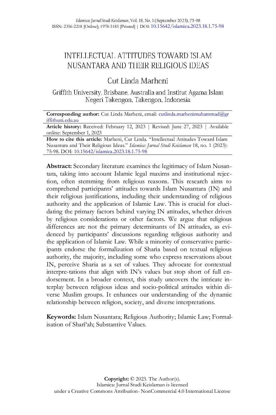 JURIS Intellectual Attitudes Toward Islam Nusantara And Their Religious Ideas
