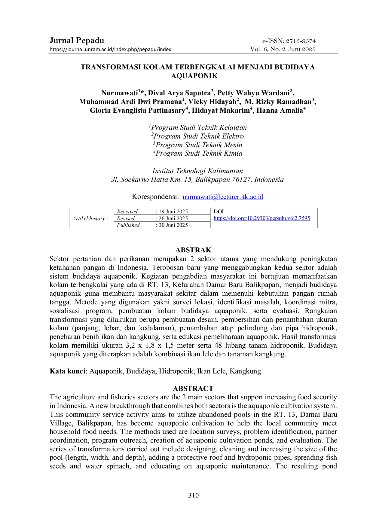 JURIS M Si Transformasi Kolam Terbengkalai menjadi Budidaya Aquaponik