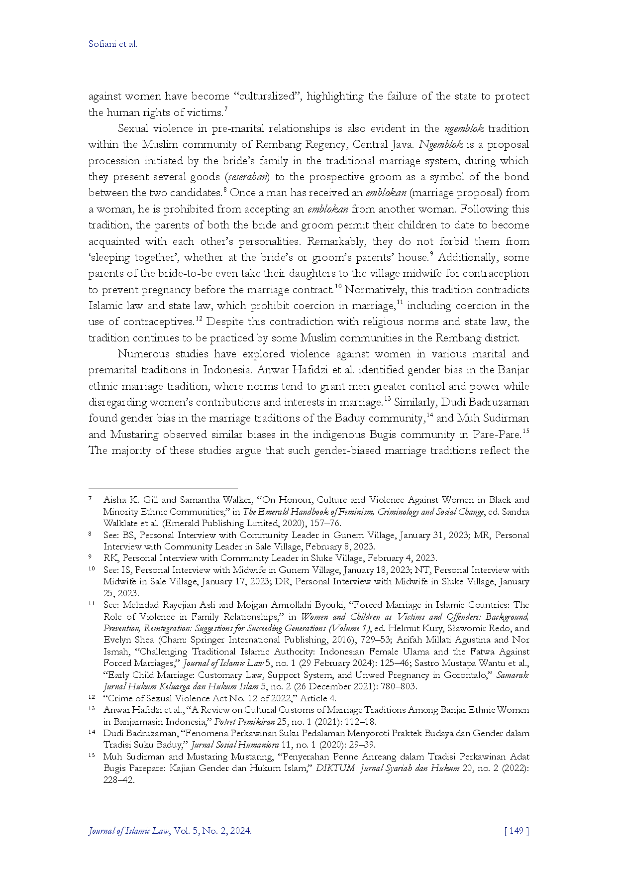 juris Violence Against Women in Pre Marital Relationships The Ngemblok Tradition among the Muslim Community in Rembang