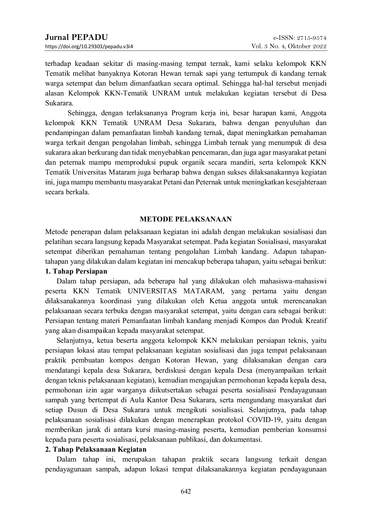 JURIS Penyuluhan Dan Pendampingan Pemanfaatan Limbah Kandang Ternak Sapi Menjadi Pupuk Organik Di Desa Sukarara Kecamatan Sakra Barat Kabupaten Lombok Timur Ntb