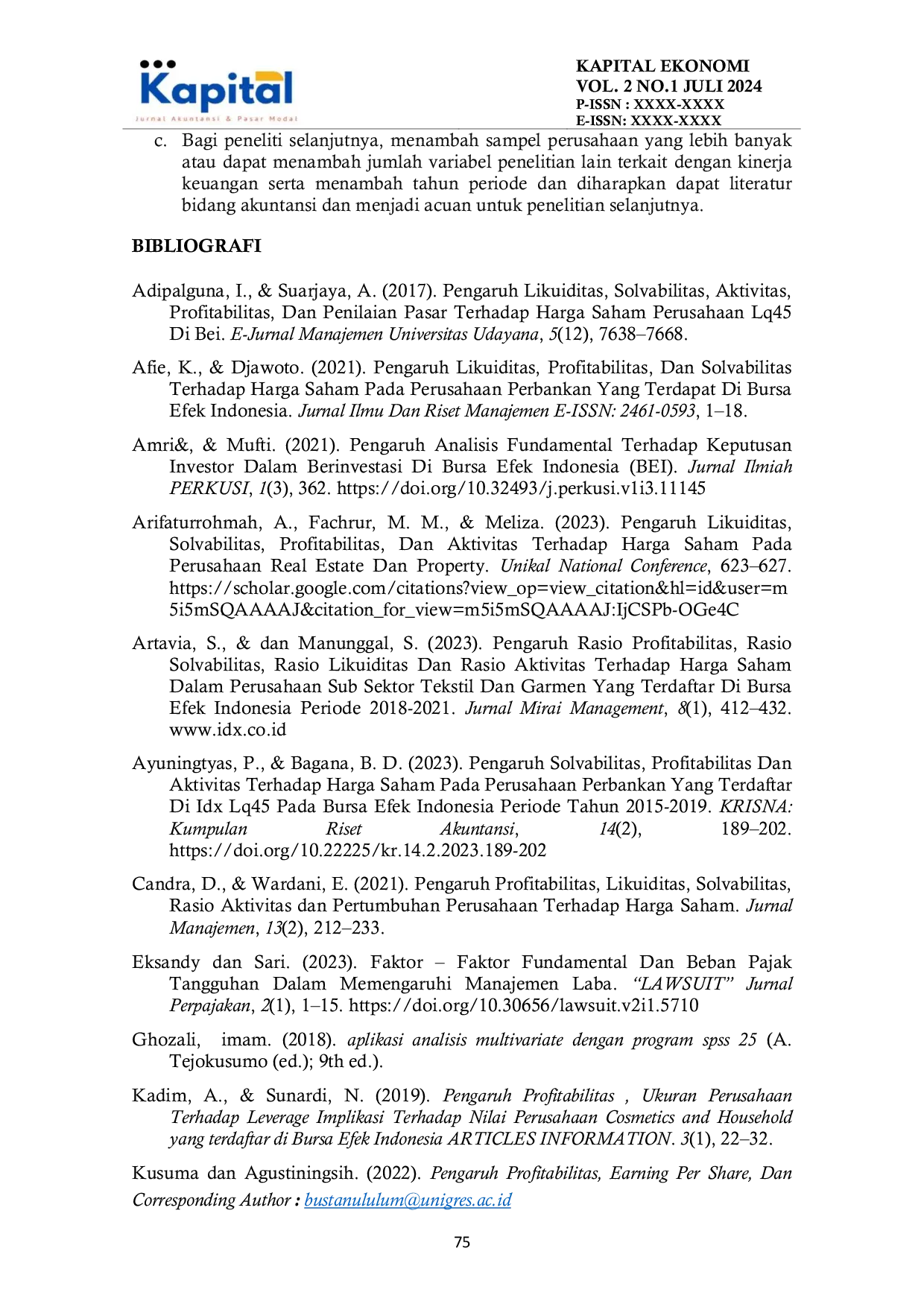 JURIS Faktor Faktor Fundamental yang Mempengaruhi Harga Saham