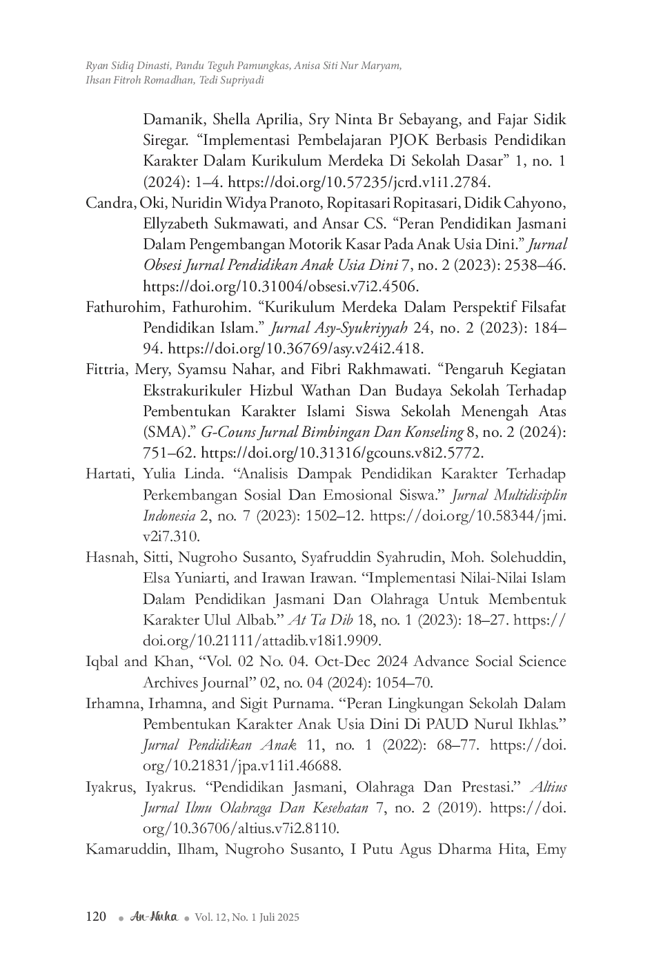 JURIS Strategi Dalam Menanamkan Nilai Nilai Islam Pada Pendidikan Jasmani Di Sekolah Dasar Daerah Rancakalong