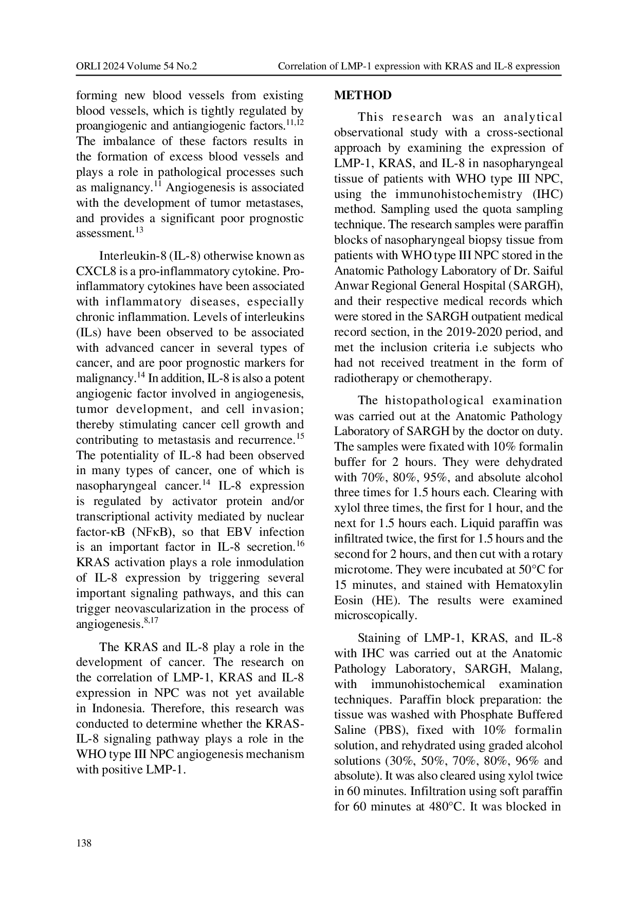 JURIS Korelasi Ekspresi LMP 1 dengan KRAS dan IL 8 pada KNF WHO tipe III