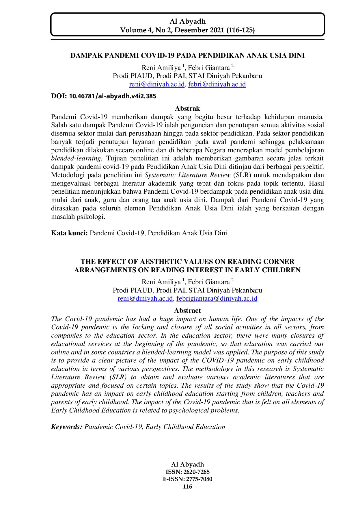 JURIS Dampak Pandemi Covid 19 pada Pendidikan Anak Usia Dini
