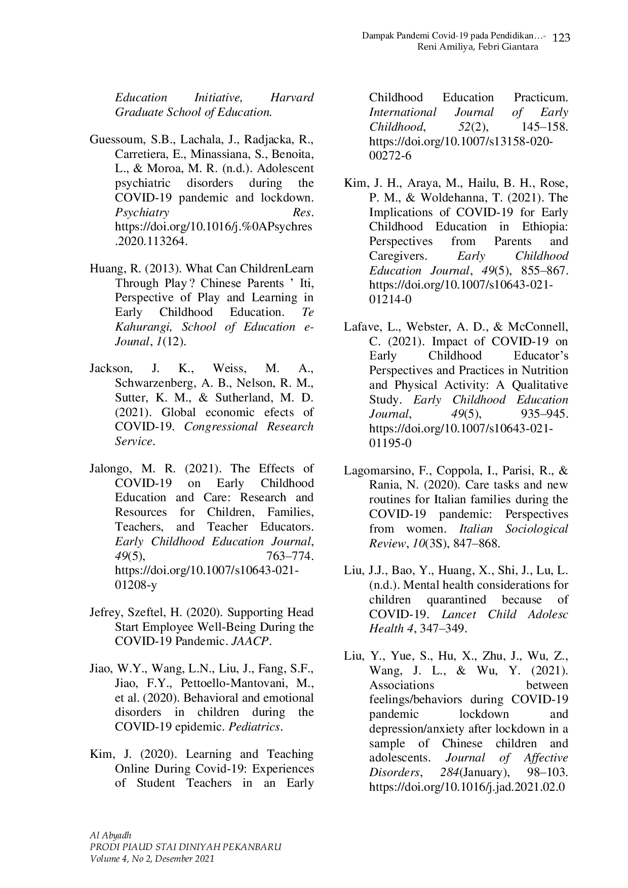 JURIS Dampak Pandemi Covid 19 pada Pendidikan Anak Usia Dini