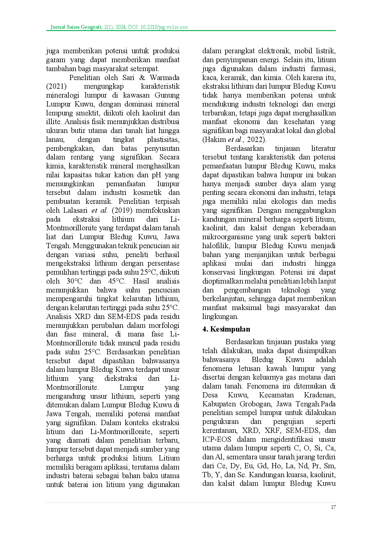 juris Kajian Literatur Analisis Fenomena Gunung Lumpur Beserta Karakteristik Lumpur di Bledug Kuwu Jawa Tengah