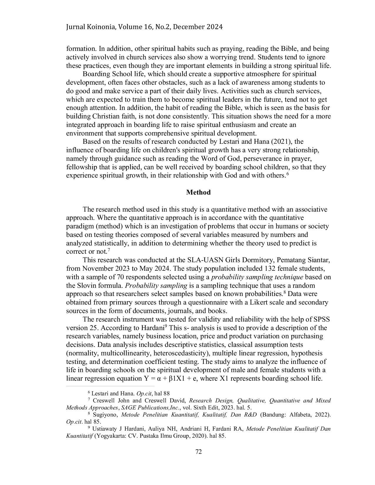 JURIS The Influence of Boarding School Life on The Spiritual Development of Female Students