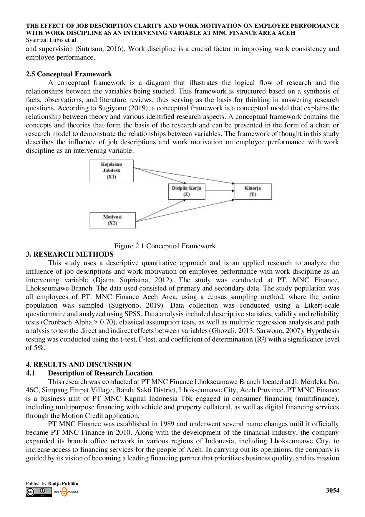 JURIS The Effect of Job Description Clarity and Work Motivation on Employee Performance with Work Discipline as an Intervening Variable at MNC Finance Area Aceh